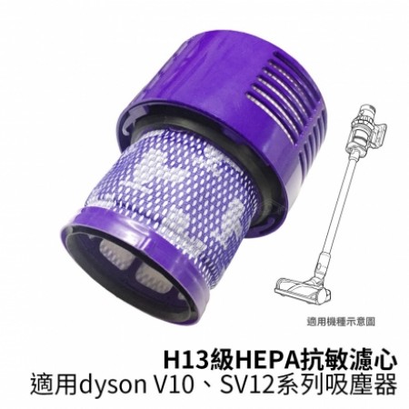用dyson戴森 H13級HEPA抗敏濾網/濾心 適用dyson V10、SV12系列無線吸塵器